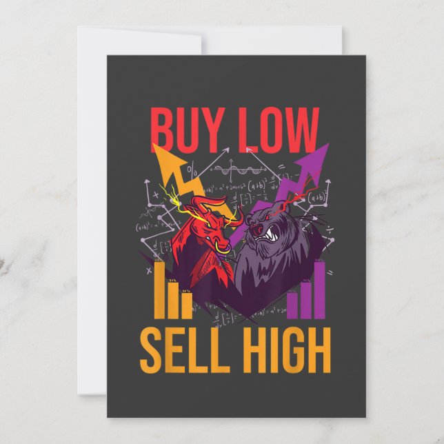 BULL MARKET BUY LOW SELL HIGH TRADING STOCK MARKET INVITATION (Front)