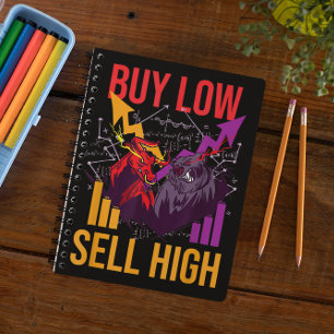 BULL MARKET BUY LOW SELL HIGH TRADING STOCK MARKET NOTEBOOK