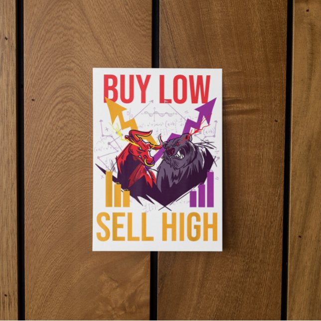 BULL MARKET BUY LOW SELL HIGH TRADING STOCK MARKET POSTCARD (BULL MARKET BUY LOW SELL HIGH TRADING STOCK MARKET POSTCARD)