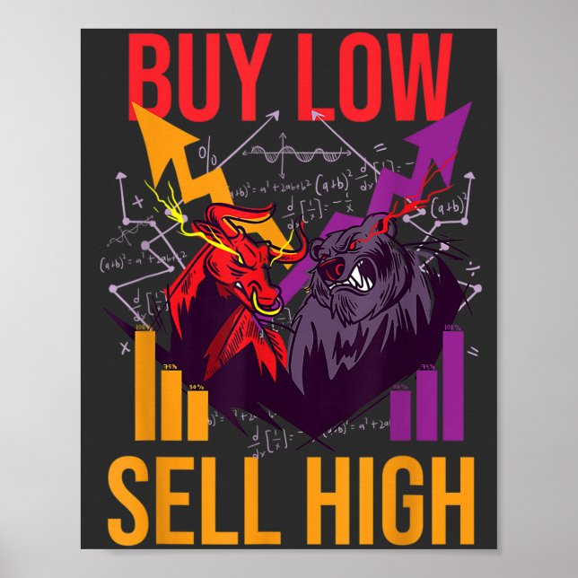 BULL MARKET BUY LOW SELL HIGH TRADING STOCK MARKET POSTER (Front)