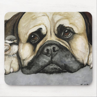"Bull Mastiff and Baby Bird" Mouse Pad