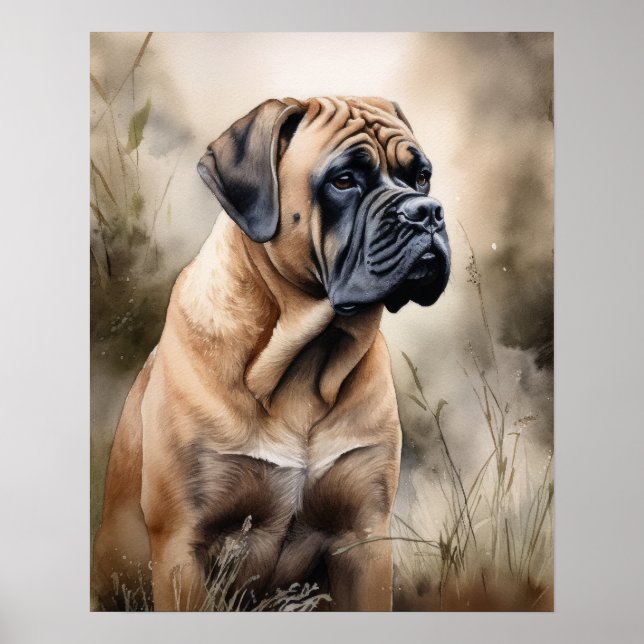 Bull Mastiff Dog Art Print Poster (Front)
