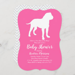 Bull Mastiff Dog Baby Shower Pink Girl Invitation
