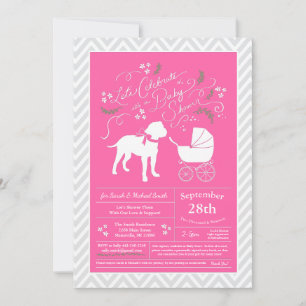 Bull Mastiff Dog Baby Shower Pink Girl Invitation