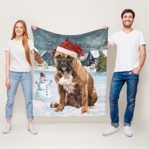 Bull Mastiff Dog Winter Wonderland Christmas Joy Fleece Blanket