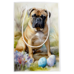 Bull Mastiff Dog with Easter Eggs Holiday Medium Gift Bag