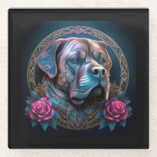 Bull Mastiff Peers Through A Time Portal Glass Coaster