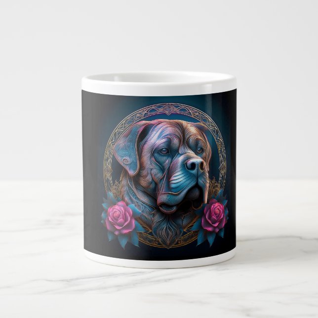 Bull Mastiff Peers Through A Time Portal Large Coffee Mug (Front)