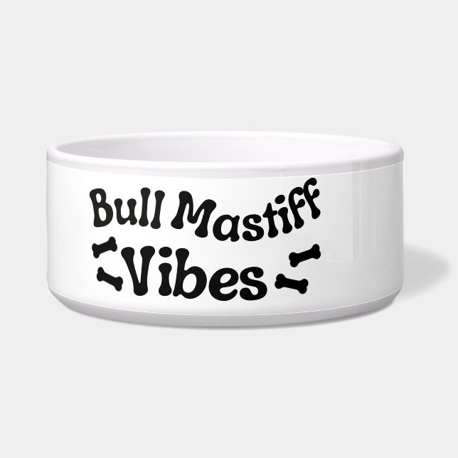 Bull Mastiff Vibes Ceramic Dog Bowl (Left)
