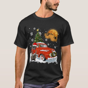Bull Mastiff Vintage Wagon Red Truck Christmas Tre T-Shirt