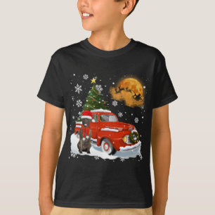 Bull Mastiff Vintage Wagon Red Truck Christmas Tre T-Shirt