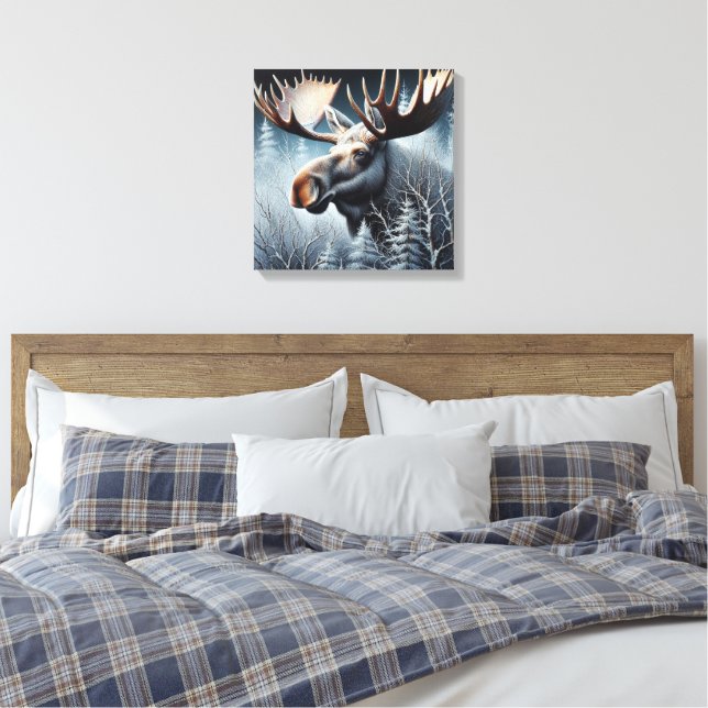Bull Moose Canvas Print (Insitu(Bedroom))