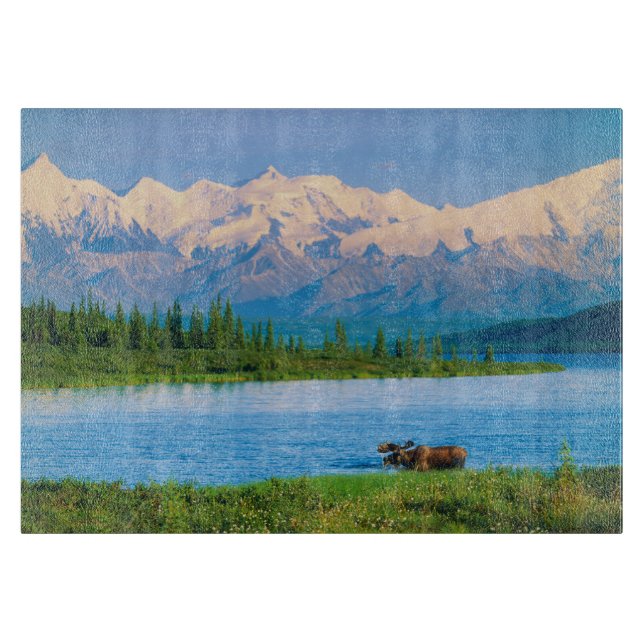 Bull moose in Wonder Lake Cutting Board (Front)