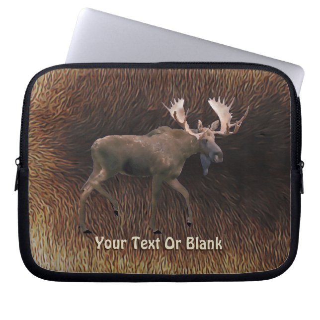 Bull Moose On Caribou Fur Laptop Sleeve (Front)