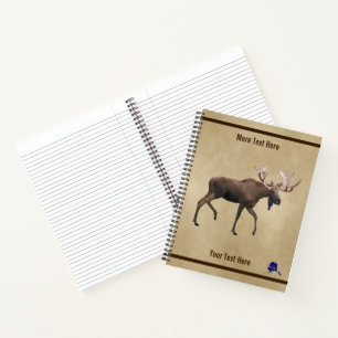 Bull Moose On Old Paper Notebook