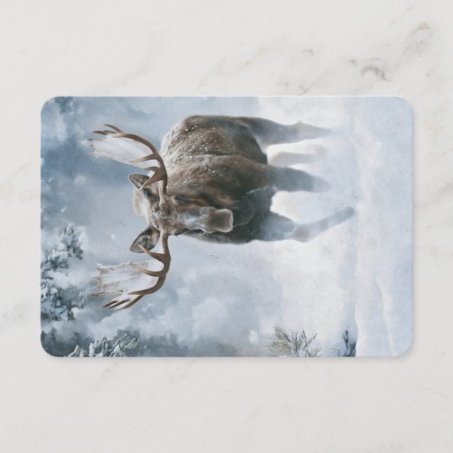 Bull Moose Walking Through Boreal Snow Enclosure Card (Front)