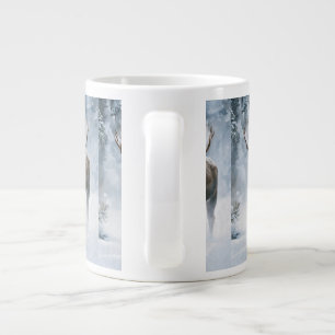 Bull Moose Walking Through Boreal Snow Large Coffee Mug