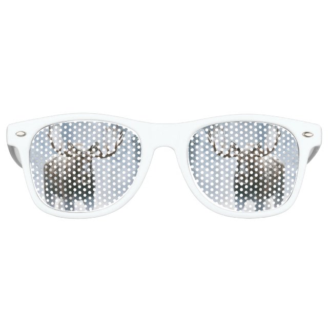 Bull Moose Walking Through Boreal Snow Retro Sunglasses (Front)
