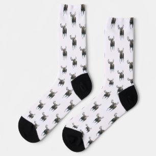 Bull Moose Walking Through Boreal Snow Socks