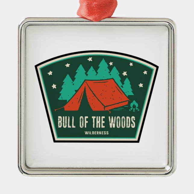 Bull Of The Woods Wilderness Oregon Camping Metal Tree Decoration (Front)