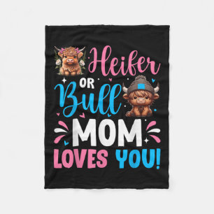 Bull Or Heifer Gender Reveal Highland Cow Mum Fami Fleece Blanket
