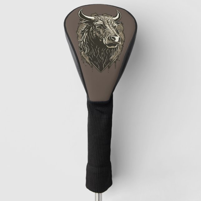 Bull Portrait Golf Head Cover (Front)