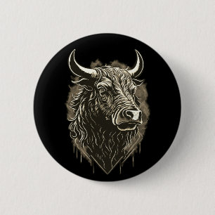 Bull Portrait Postcard 6 Cm Round Badge