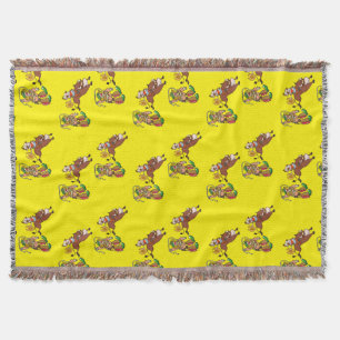 Bull Rider and Rodeo Clown Throw Blanket