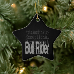 Bull Rider Extraordinaire Ceramic Tree Decoration