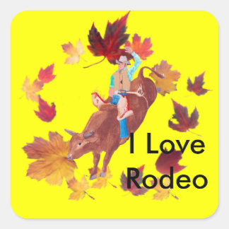 Bull Rider ~ I Love Rodeo Square Sticker