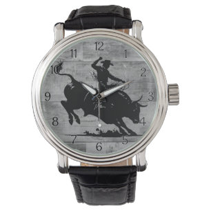 Bull Rider Rodeo Rustic Watch