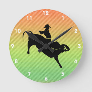 Bull Rider Round Clock