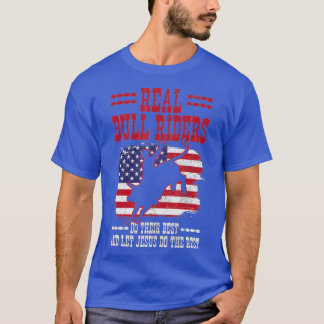 Bull Riding American Flag Rodeo Patriotic Christia T-Shirt