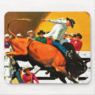 Bull Riding by Fred Ludekens Mouse Pad