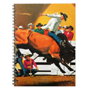 Bull Riding by Fred Ludekens Spiral Notebook