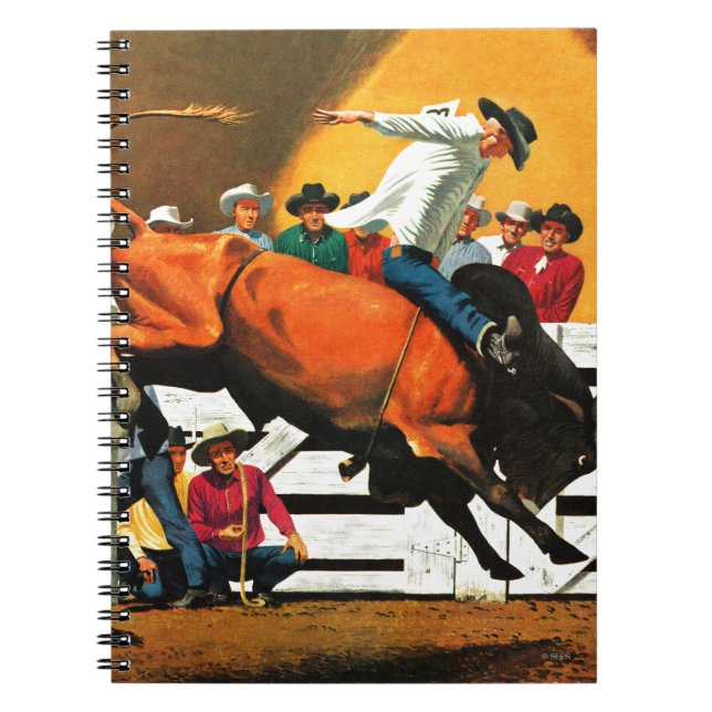 Bull Riding by Fred Ludekens Spiral Notebook (Front)