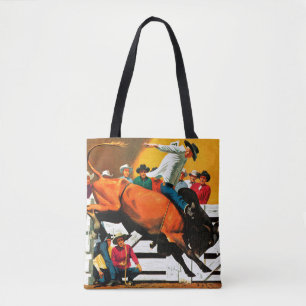 Bull Riding by Fred Ludekens Tote Bag