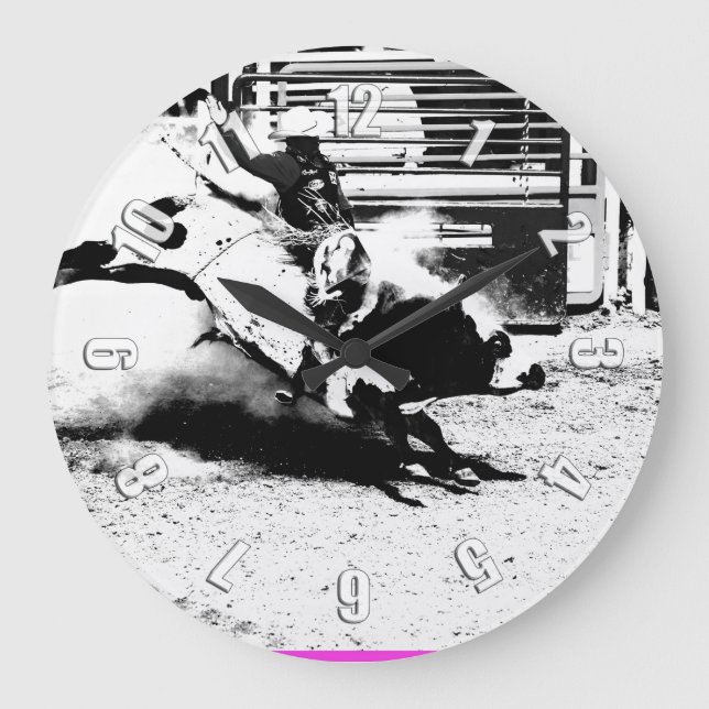Bull Riding Champ Large Clock (Front)