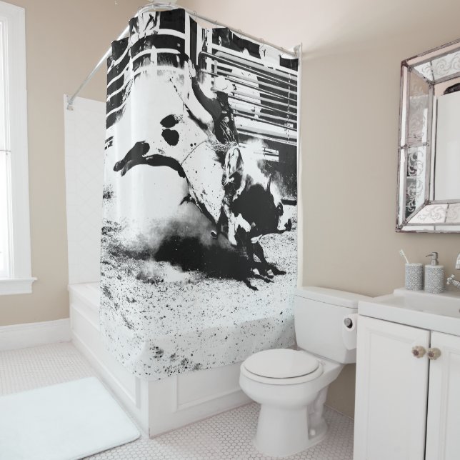 Bull Riding Champ Shower Curtain (In Situ)