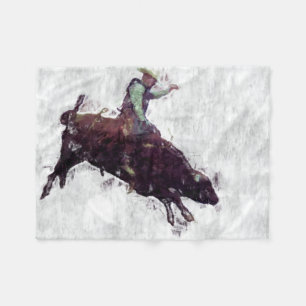 Bull Riding Cowboy - Rodeo Event Fleece Blanket