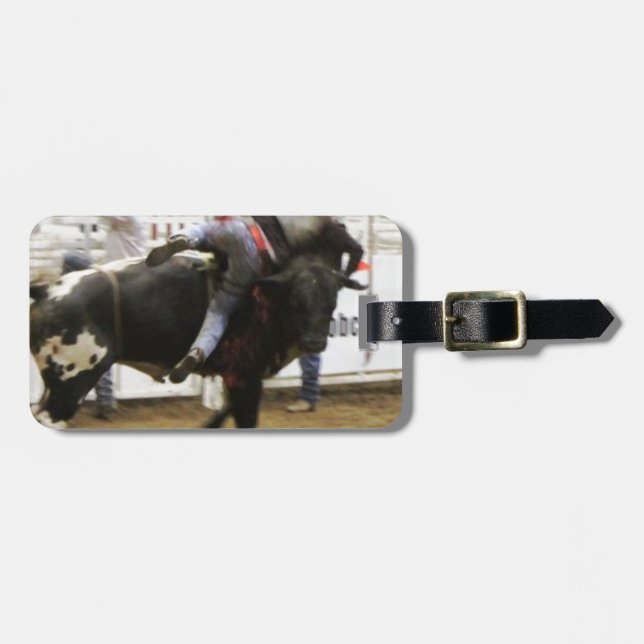Bull Riding Luggage Tag (Front Horizontal)