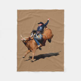 Bull Riding Rodeo Art Fleece Blanket