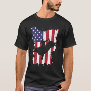 Bull Riding Rodeo Cowboy USA Flag 4Th Of July T-Shirt