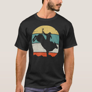 Bull Riding Rodeo Cowboy Western Country Retro Vin T-Shirt