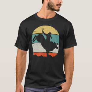 Bull Riding Rodeo Cowboy Western Country Retro Vin T-Shirt