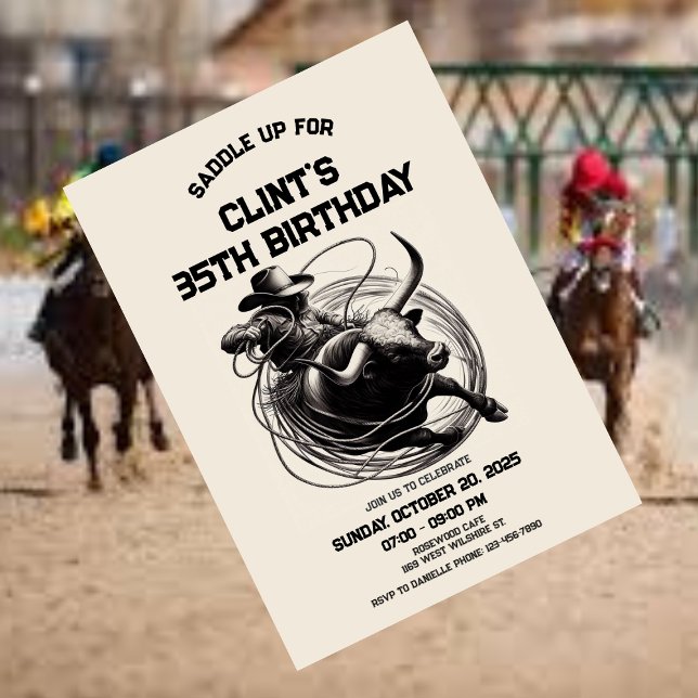 Bull Riding Rodeo Invitation, Cowboy Birthday Invitation (Creator Uploaded)