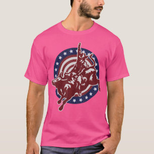 Bull Riding Rodeo Rider Cowboy American Usa Flag T-Shirt