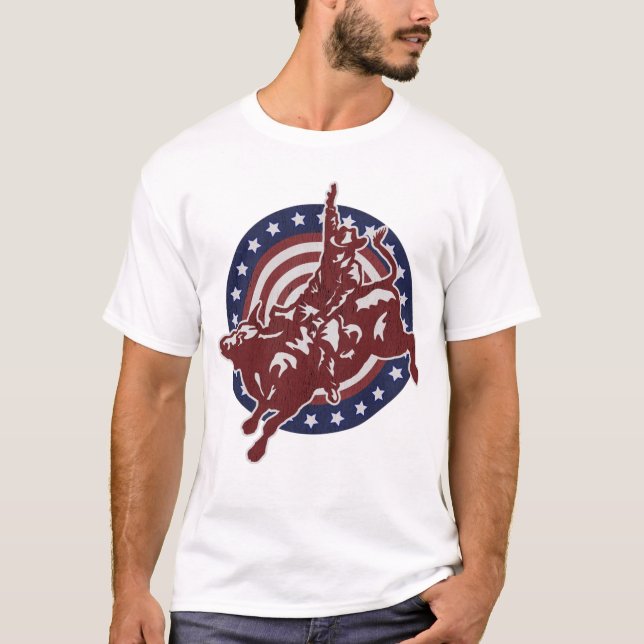 Bull Riding Rodeo Rider Cowboy Vintage T-Shirt (Front)