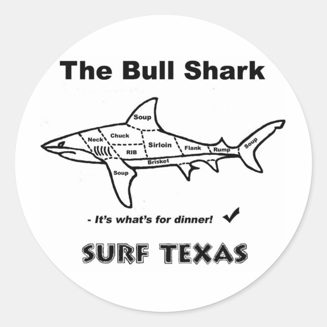 Bull Shark Classic Round Sticker (Front)