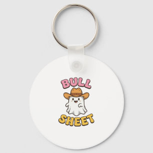 Bull Sheet Cute Ghost Cowboy Vintage Funny T-Shirt Key Ring
